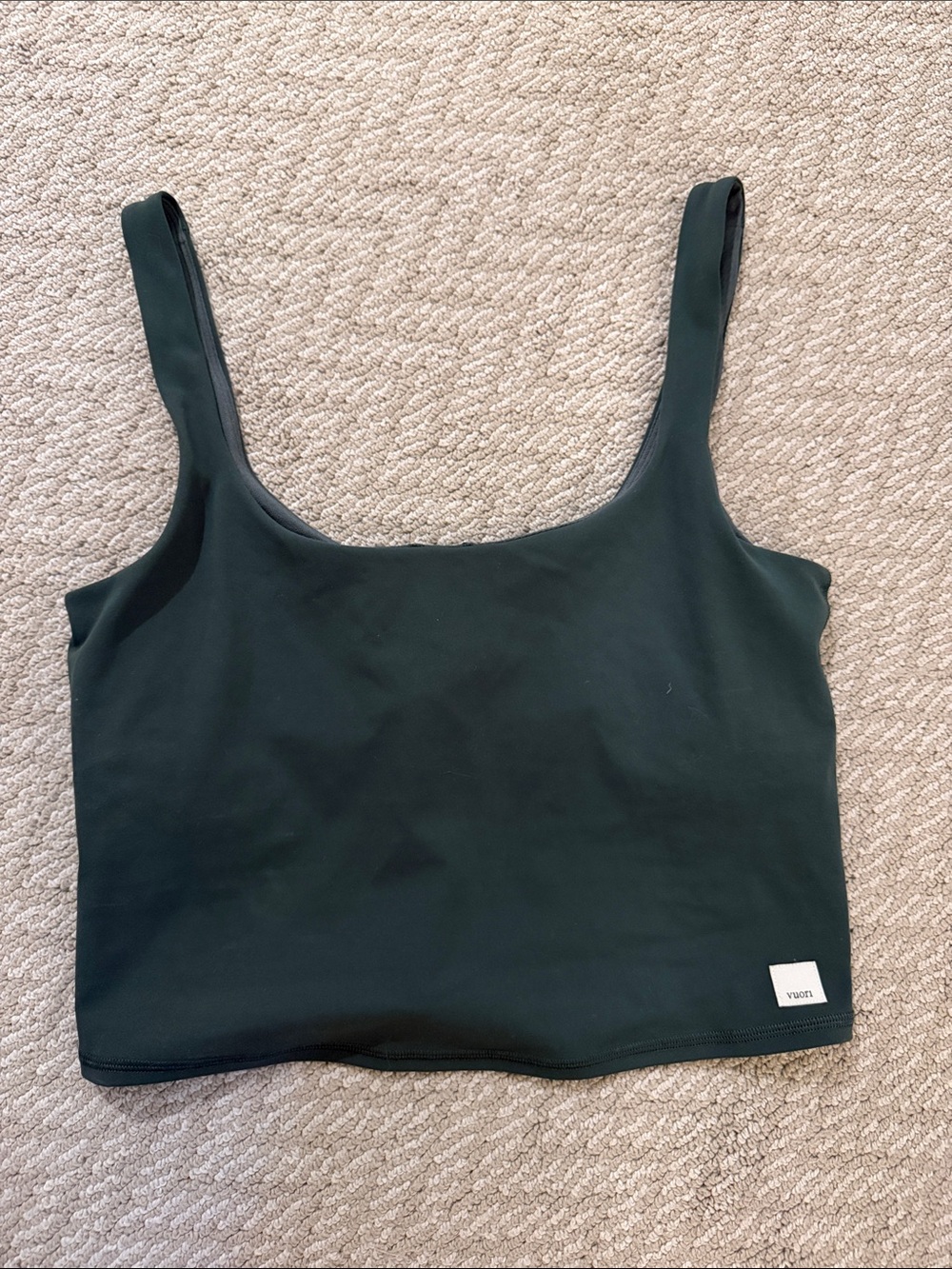 Vuori Forest Green Scoop Crop Tank